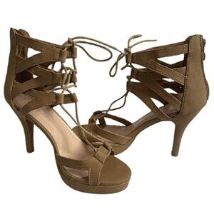 Top Moda Open Toe Lace Up Cut-Out Platform Sandals Gladiator Heel Nubuck Bootie